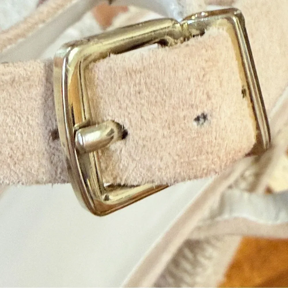 Kenneth Cole Women's Phoenix High Block Heel Platform Sandals Beige Size 10